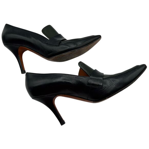 Celine Paris Womens 38.5 US 8 Leather Slip On Heels Green Blue Pointed Toe Italy - Picture 12 of 14